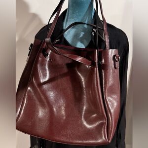 Brown Leather Barrel Bag